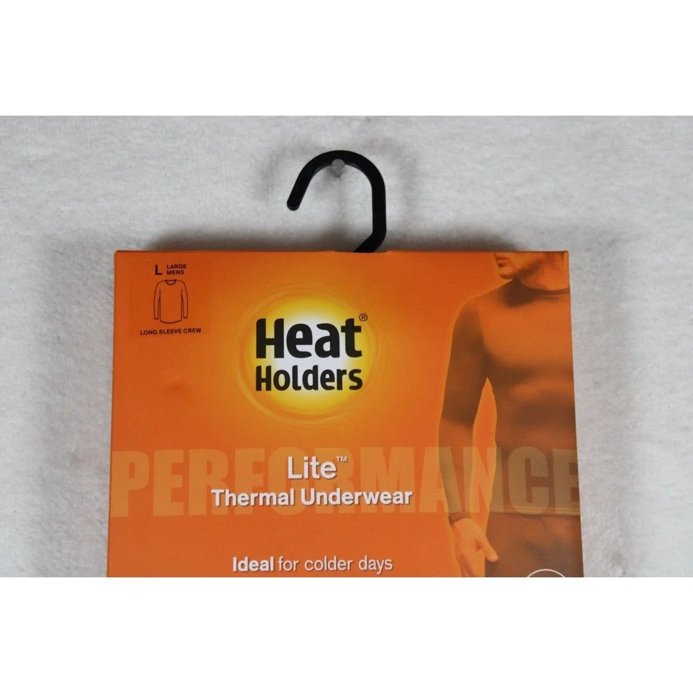 Heat Holders Lite Thermal Underwear Long Sleeve Crew Top Black Mens Large 42-44